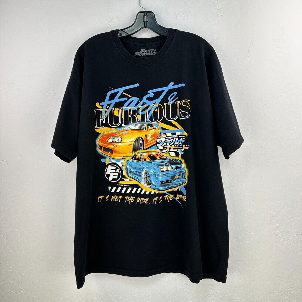 Fast & Furious Tshirt Mens 2XL Black Cotton Car Racing Graphic Tee Short Sleeve‎
